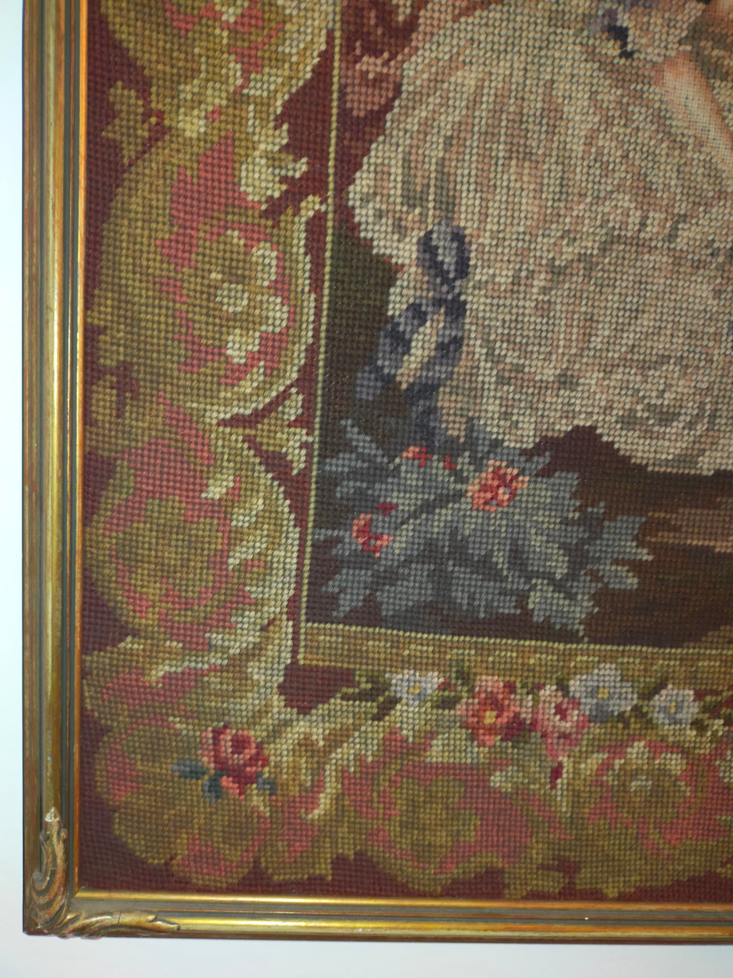 Großer Wandgobelin Elegante Damengesellschaft