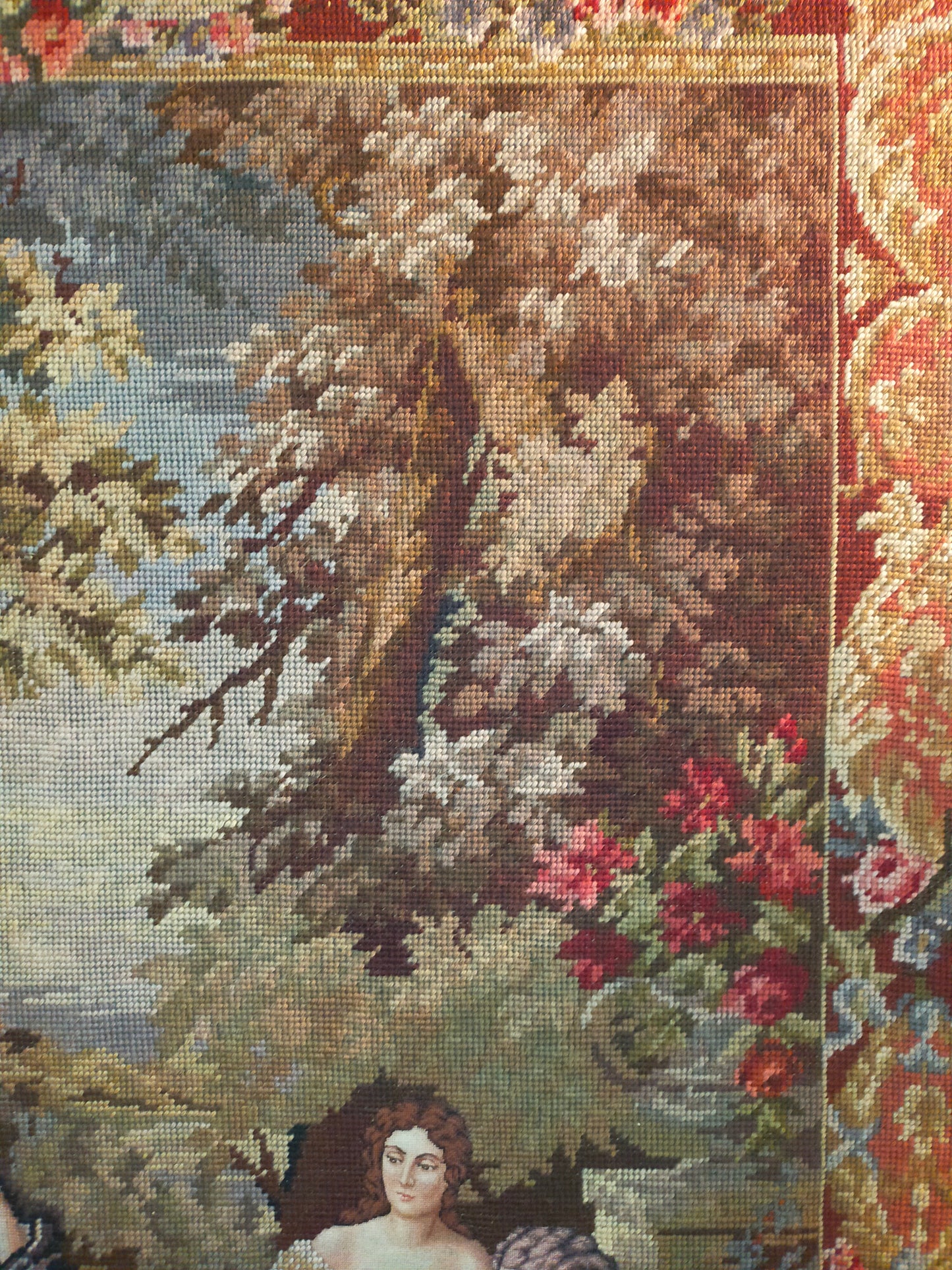 Großer Wandgobelin Elegante Damengesellschaft