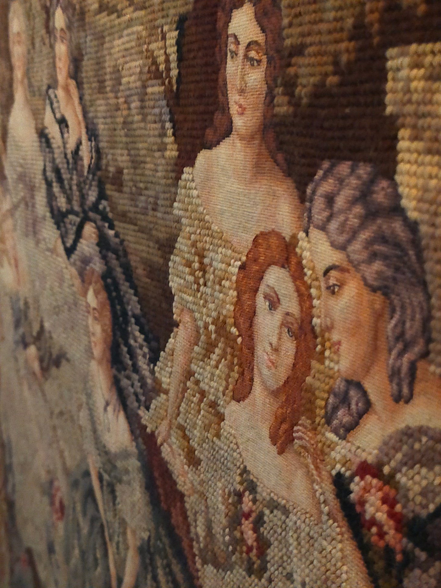 Großer Wandgobelin Elegante Damengesellschaft