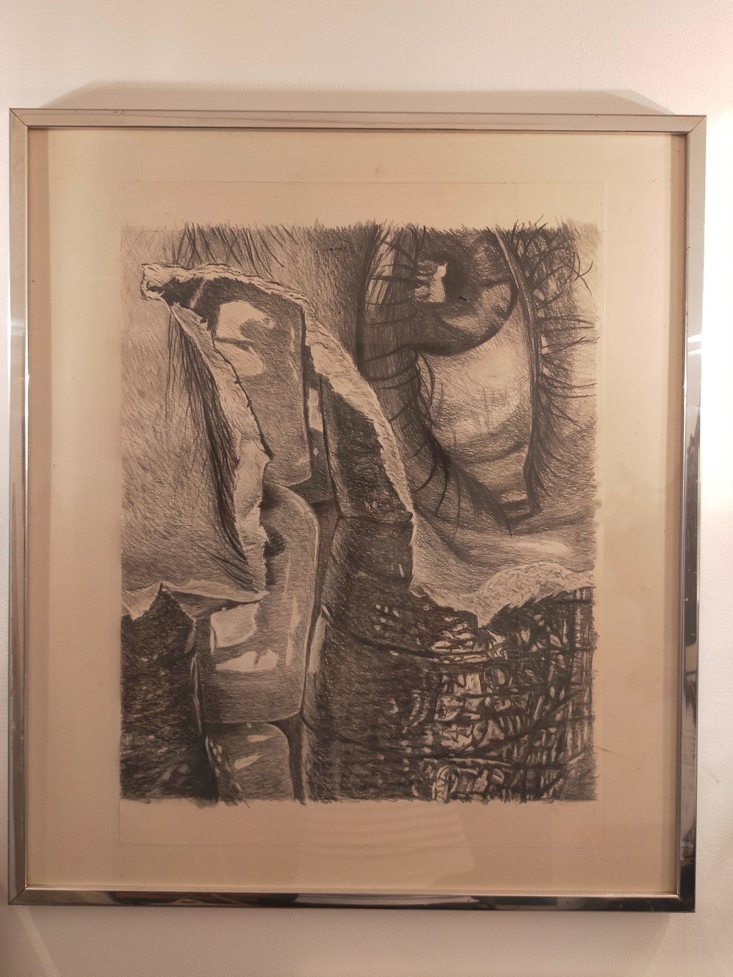 Deutsche Schule (XX) Surrealistisches Auge Kohlezeichnung / Grafik