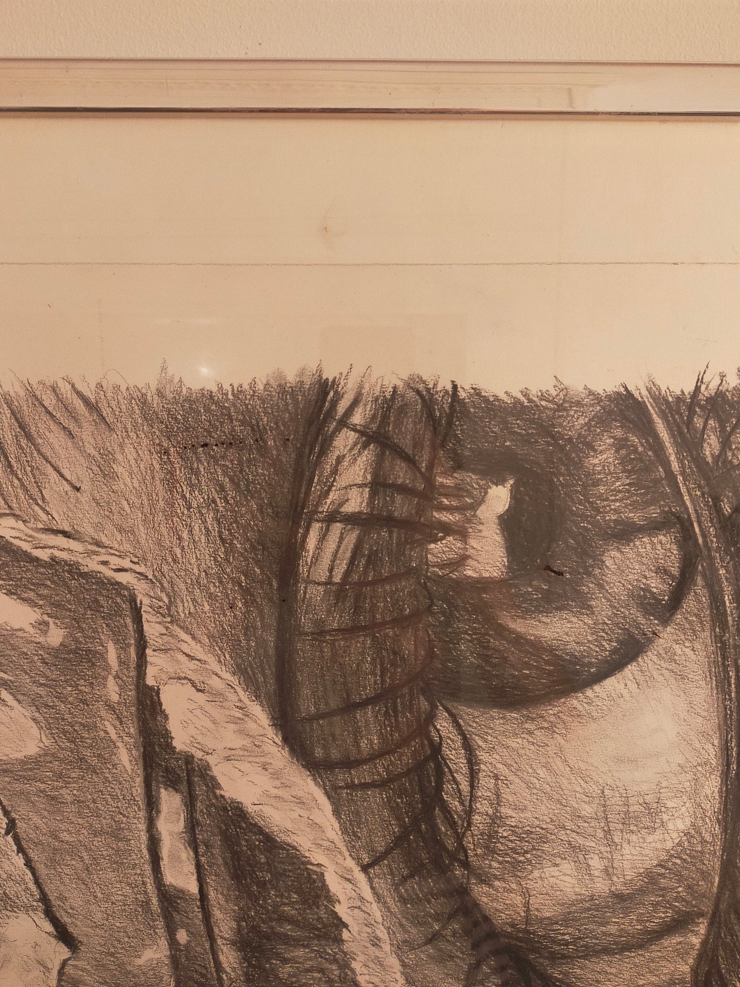 Deutsche Schule (XX) Surrealistisches Auge Kohlezeichnung / Grafik