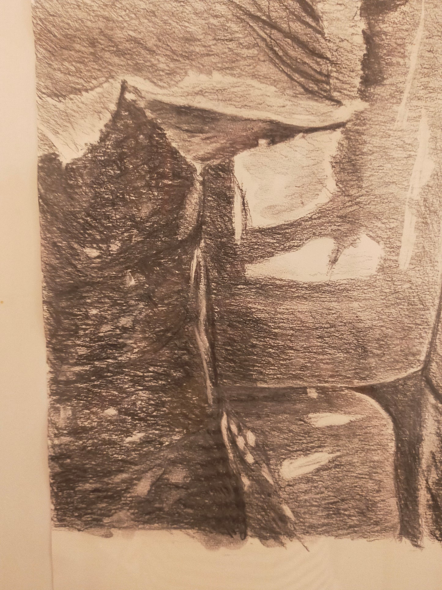Deutsche Schule (XX) Surrealistisches Auge Kohlezeichnung / Grafik