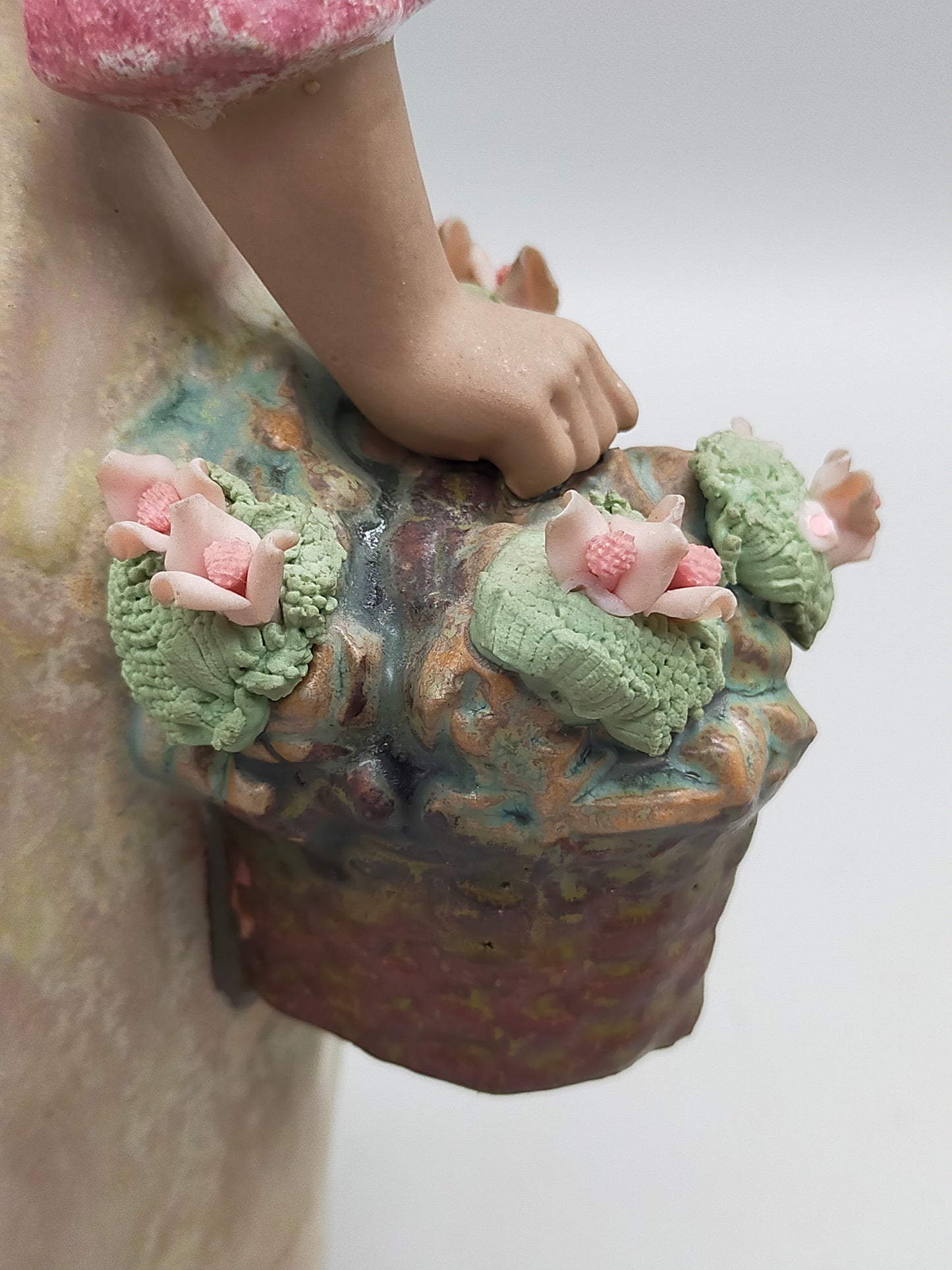 Keramik Figur Mädchen mit Katze Handbemalte Vintage Dekoration