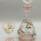 Handbemalte Vintage Glas Karaffe & Glas Florales Design