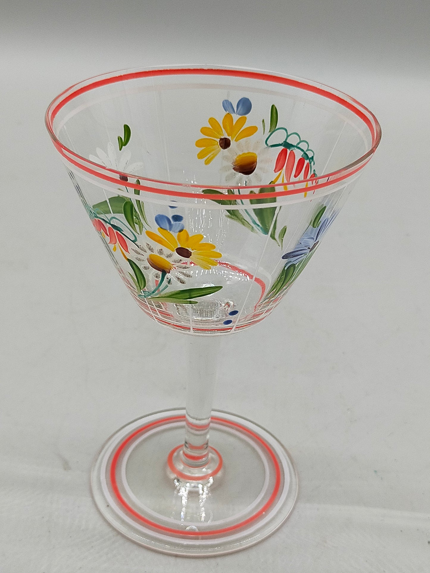 Handbemalte Vintage Glas Karaffe & Glas Florales Design