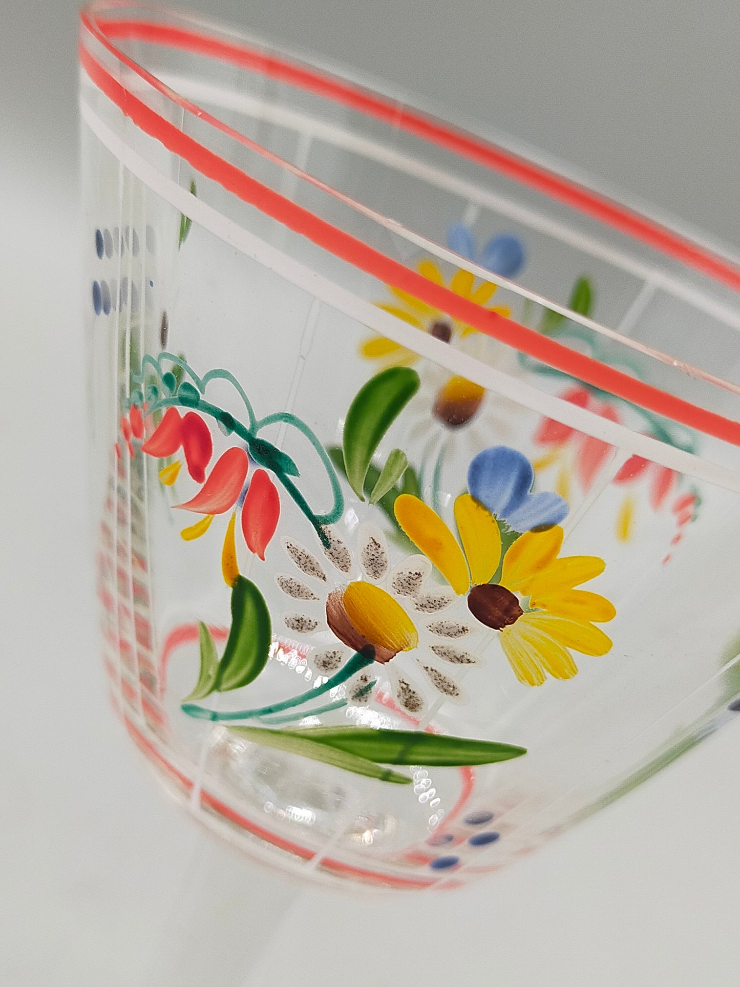 Handbemalte Vintage Glas Karaffe & Glas Florales Design