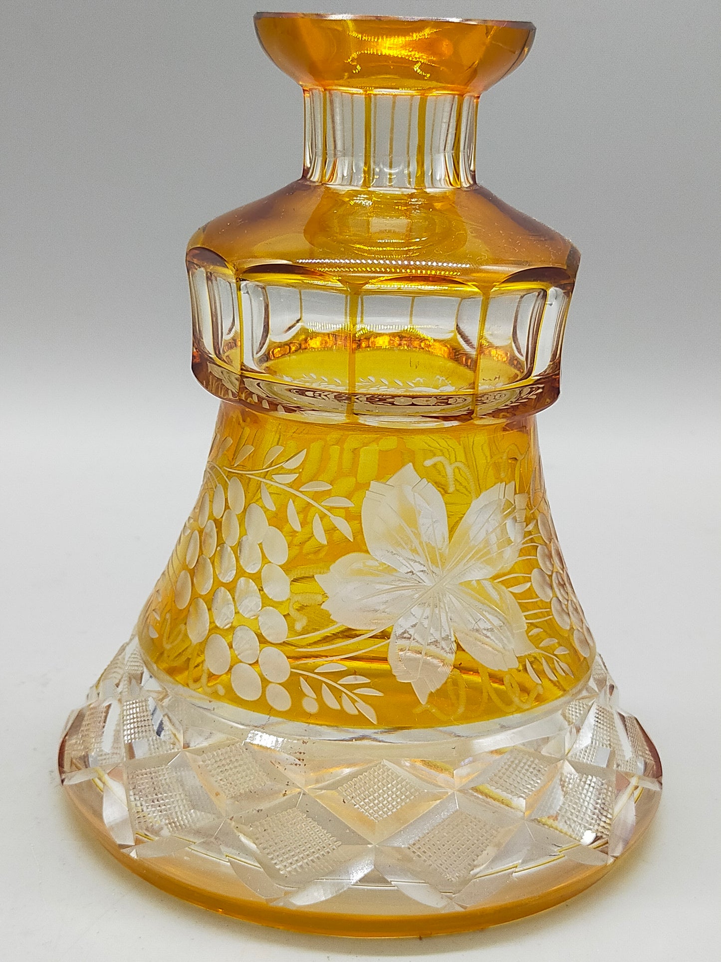 Prunkvolle Bernstein Glaskaraffe Vintage Kristall Likörflasche