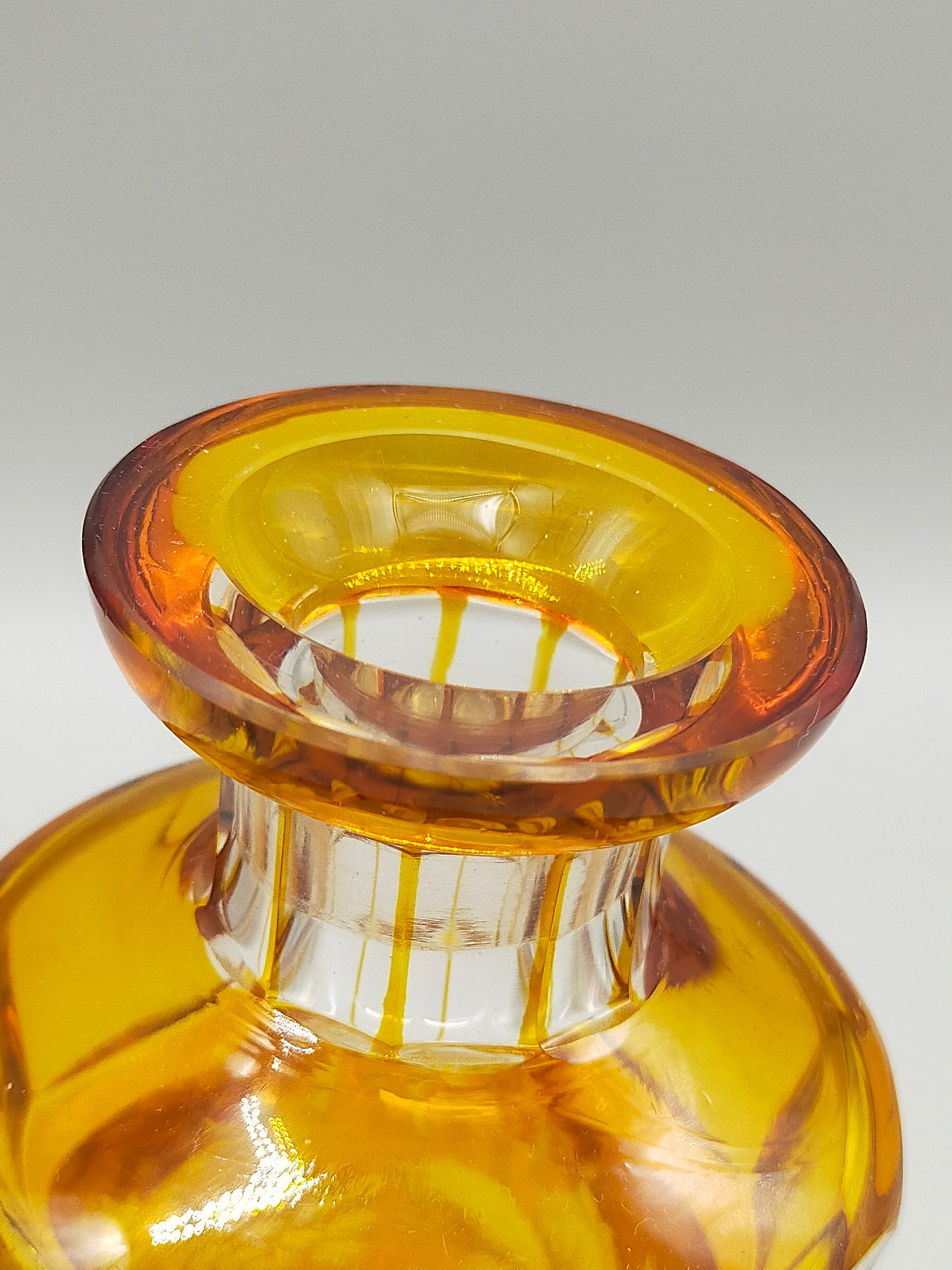 Prunkvolle Bernstein Glaskaraffe Vintage Kristall Likörflasche