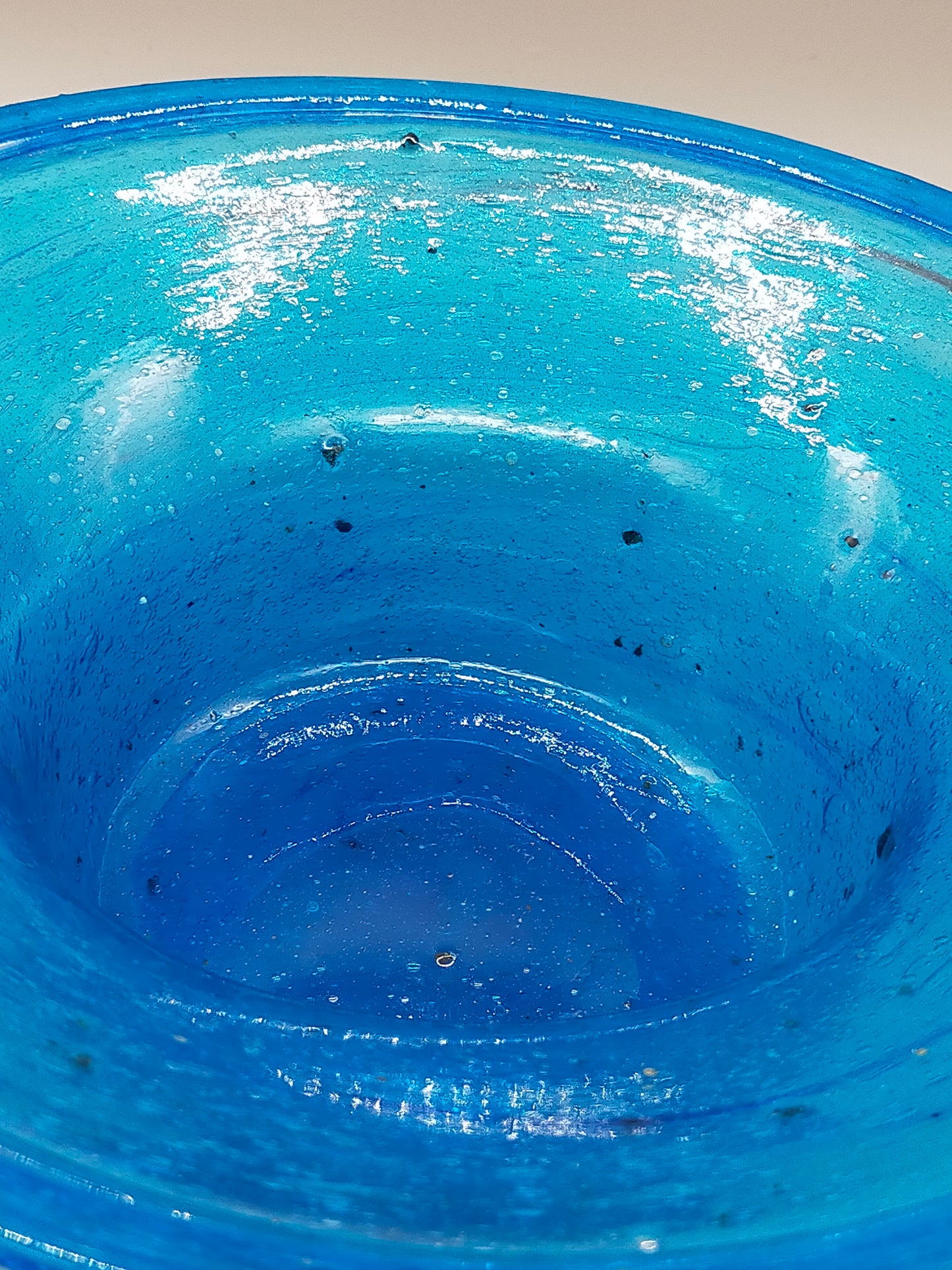 Blaue Kunstglas Schale Handgearbeitete Vintage Glasschale