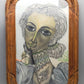 A. Abraham Rosy Surrealistisches Damen Porträt Buntstiftzeichnung