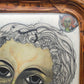 A. Abraham Rosy Surrealistisches Damen Porträt Buntstiftzeichnung