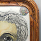 A. Abraham Rosy Surrealistisches Damen Porträt Buntstiftzeichnung