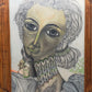 A. Abraham Rosy Surrealistisches Damen Porträt Buntstiftzeichnung