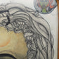 A. Abraham Rosy Surrealistisches Damen Porträt Buntstiftzeichnung