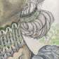 A. Abraham Rosy Surrealistisches Damen Porträt Buntstiftzeichnung
