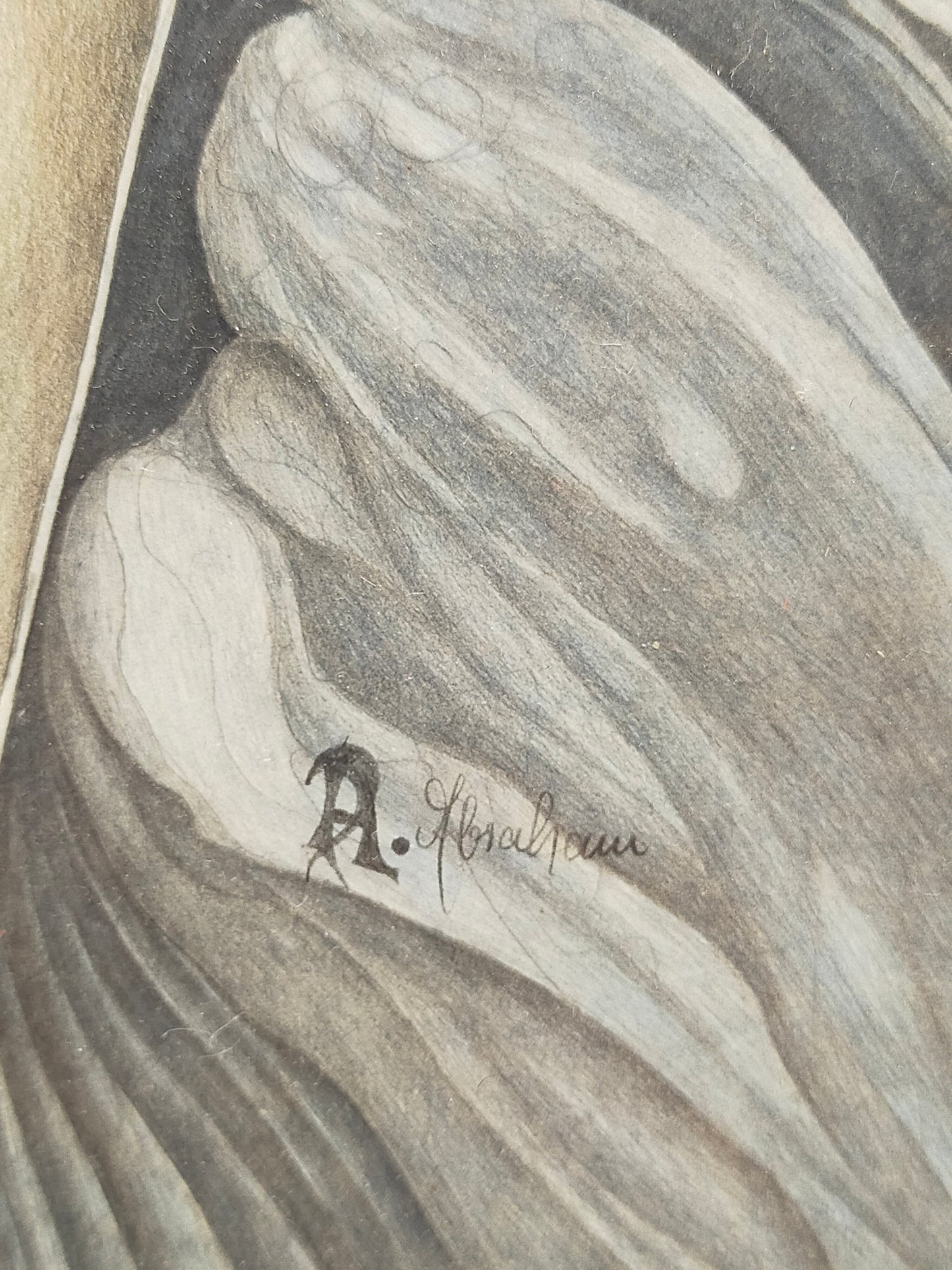 A. Abraham Rosy Surrealistisches Damen Porträt Buntstiftzeichnung