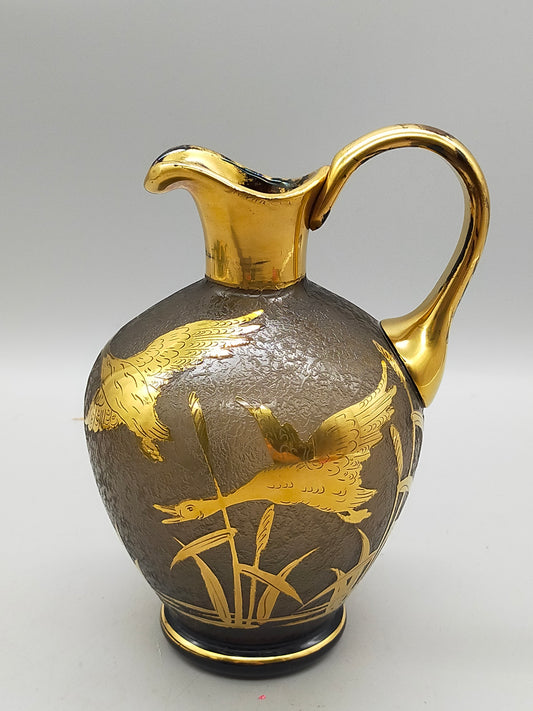 Elegante Vintage Glas Karaffe Kunstvolles Enten Motiv