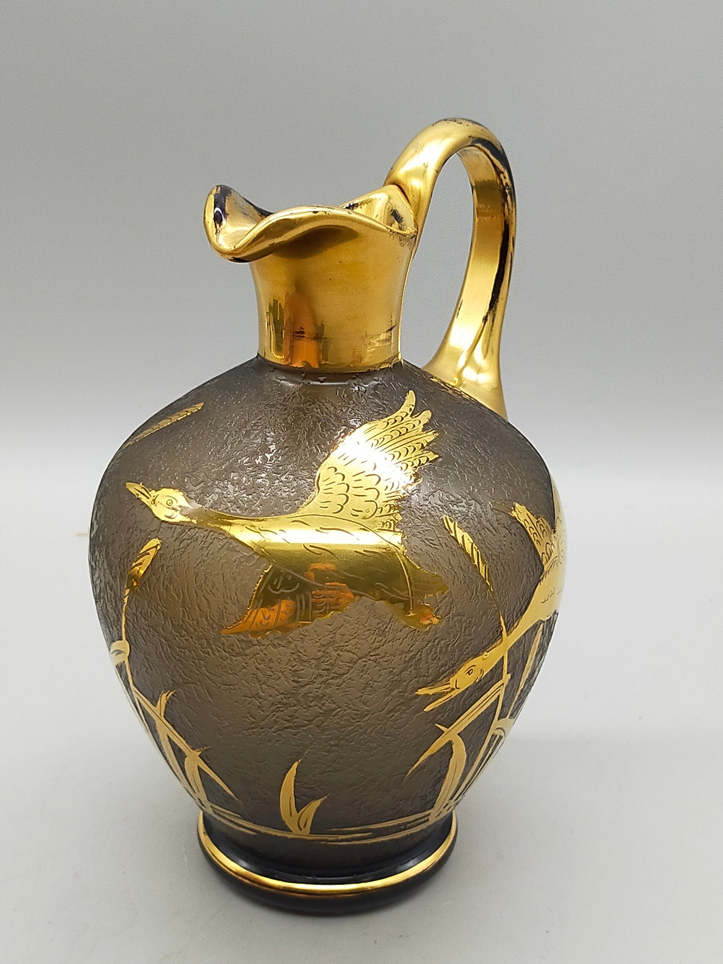 Elegante Vintage Glas Karaffe Kunstvolles Enten Motiv