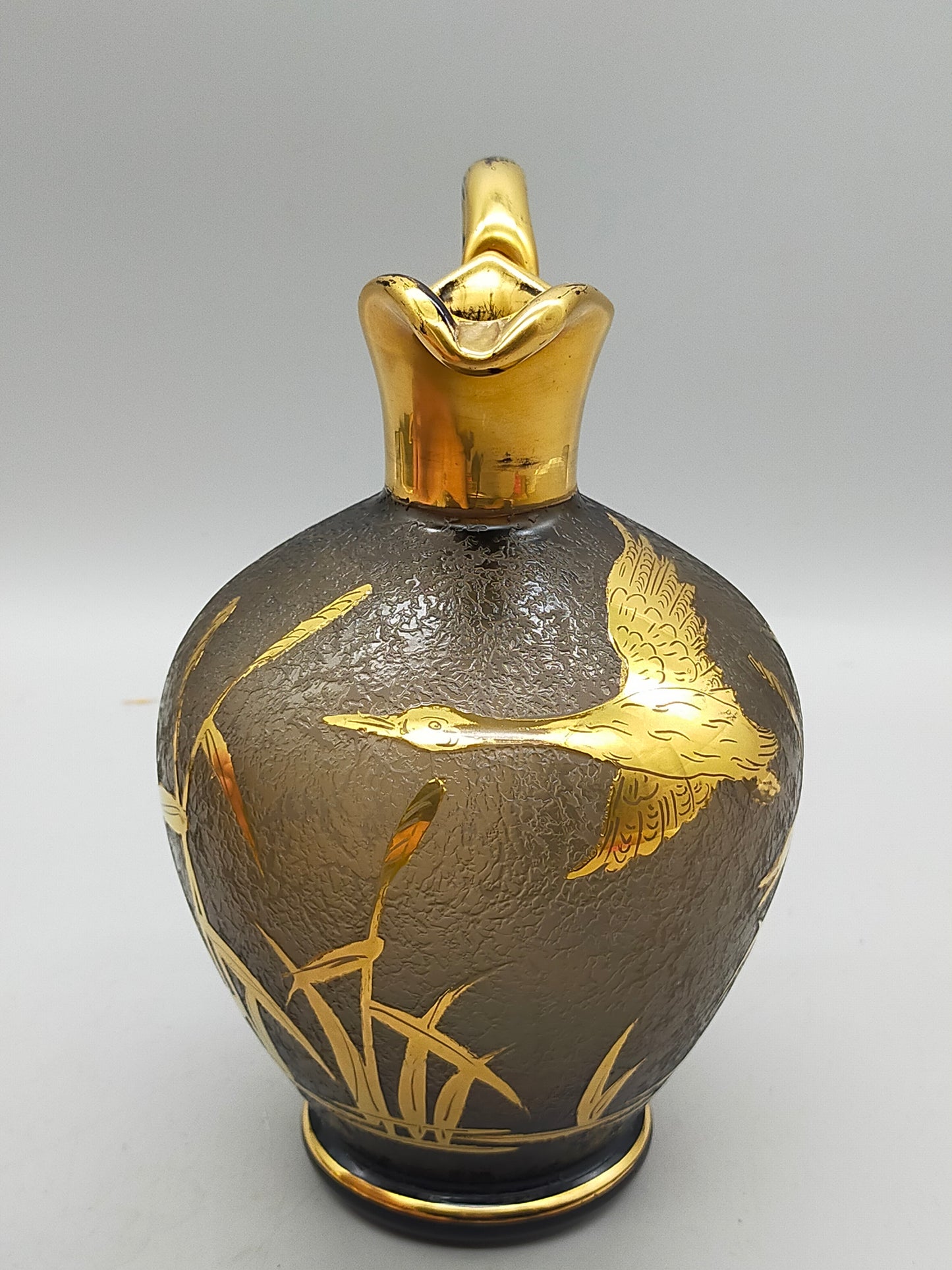 Elegante Vintage Glas Karaffe Kunstvolles Enten Motiv