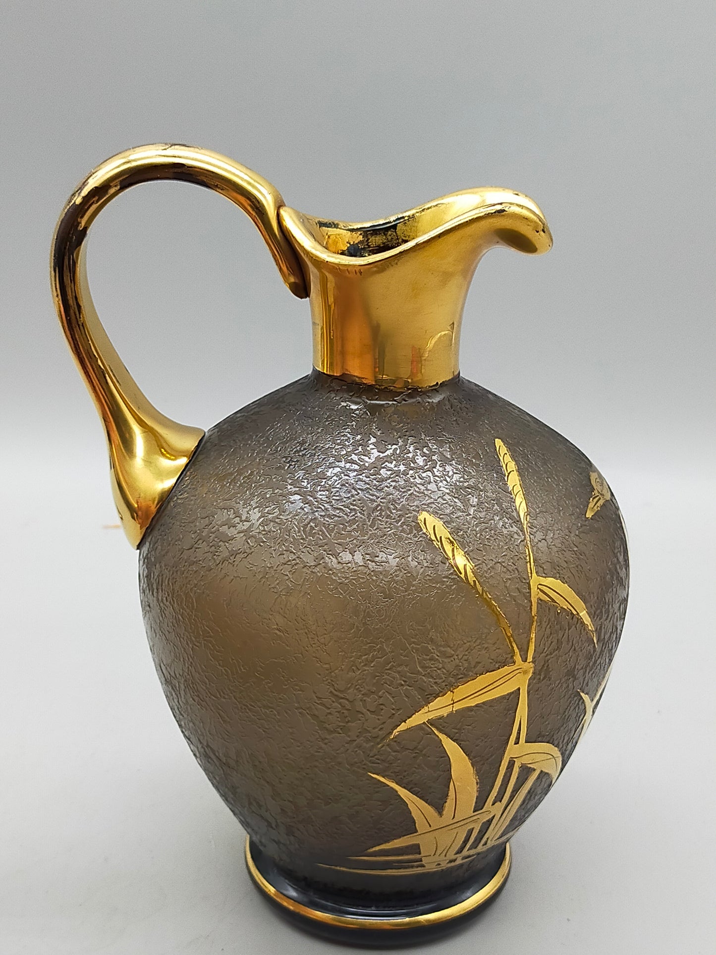 Elegante Vintage Glas Karaffe Kunstvolles Enten Motiv