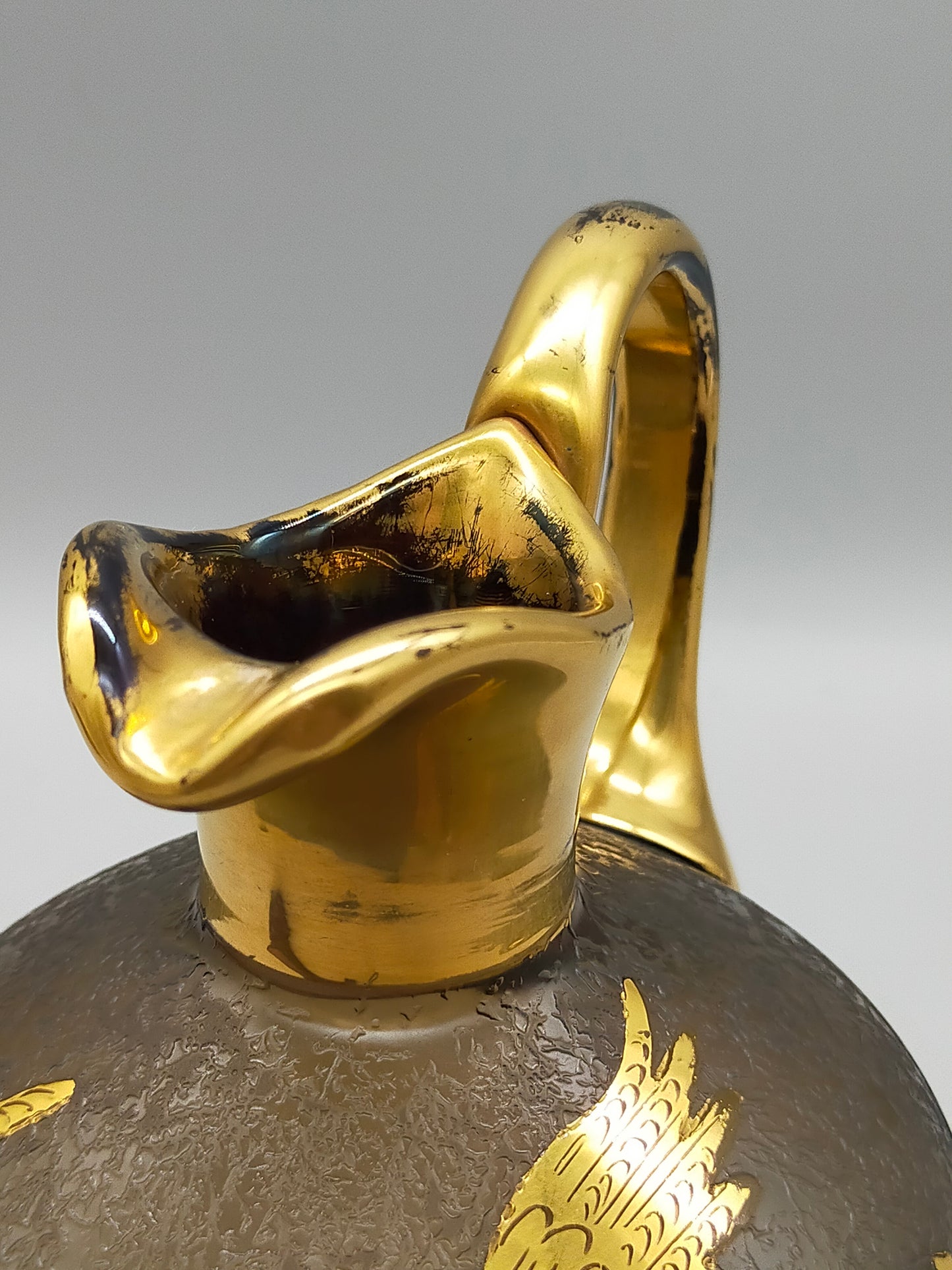 Elegante Vintage Glas Karaffe Kunstvolles Enten Motiv