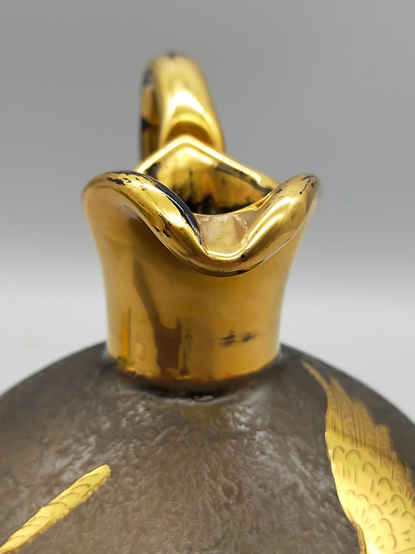 Elegante Vintage Glas Karaffe Kunstvolles Enten Motiv