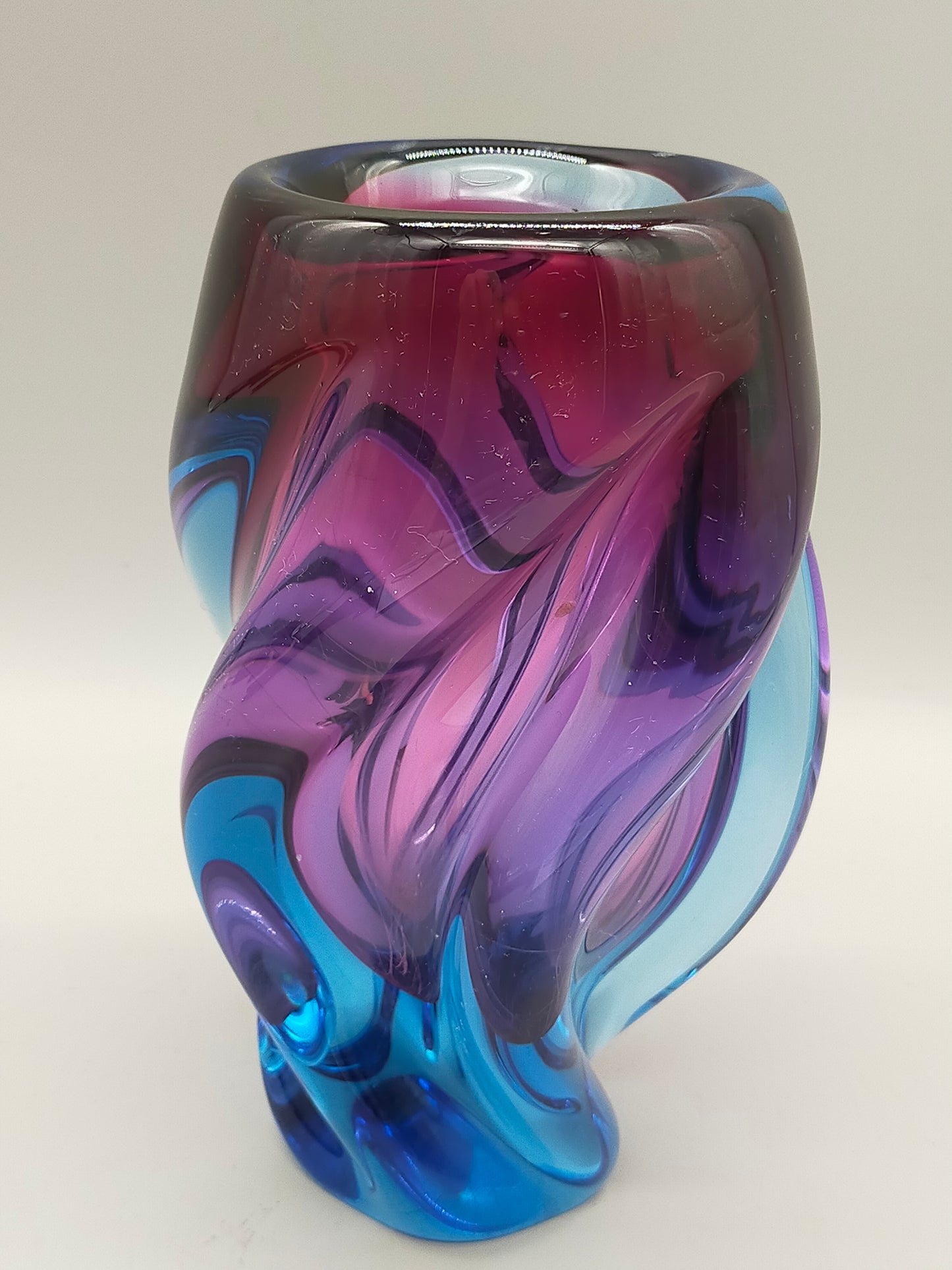 Moderne Murano Stil Glasvase Organische Wirbeloptik