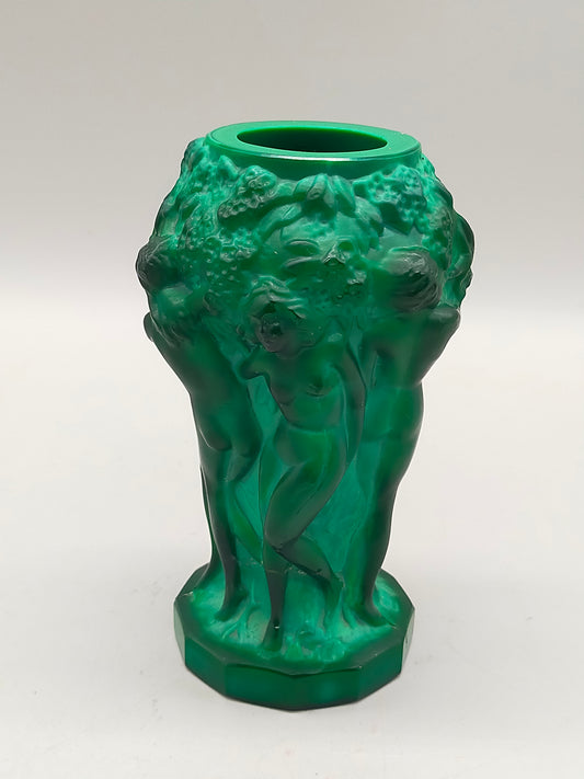 Art Deco Malachit Glas Vase Tanzende Akte Stil