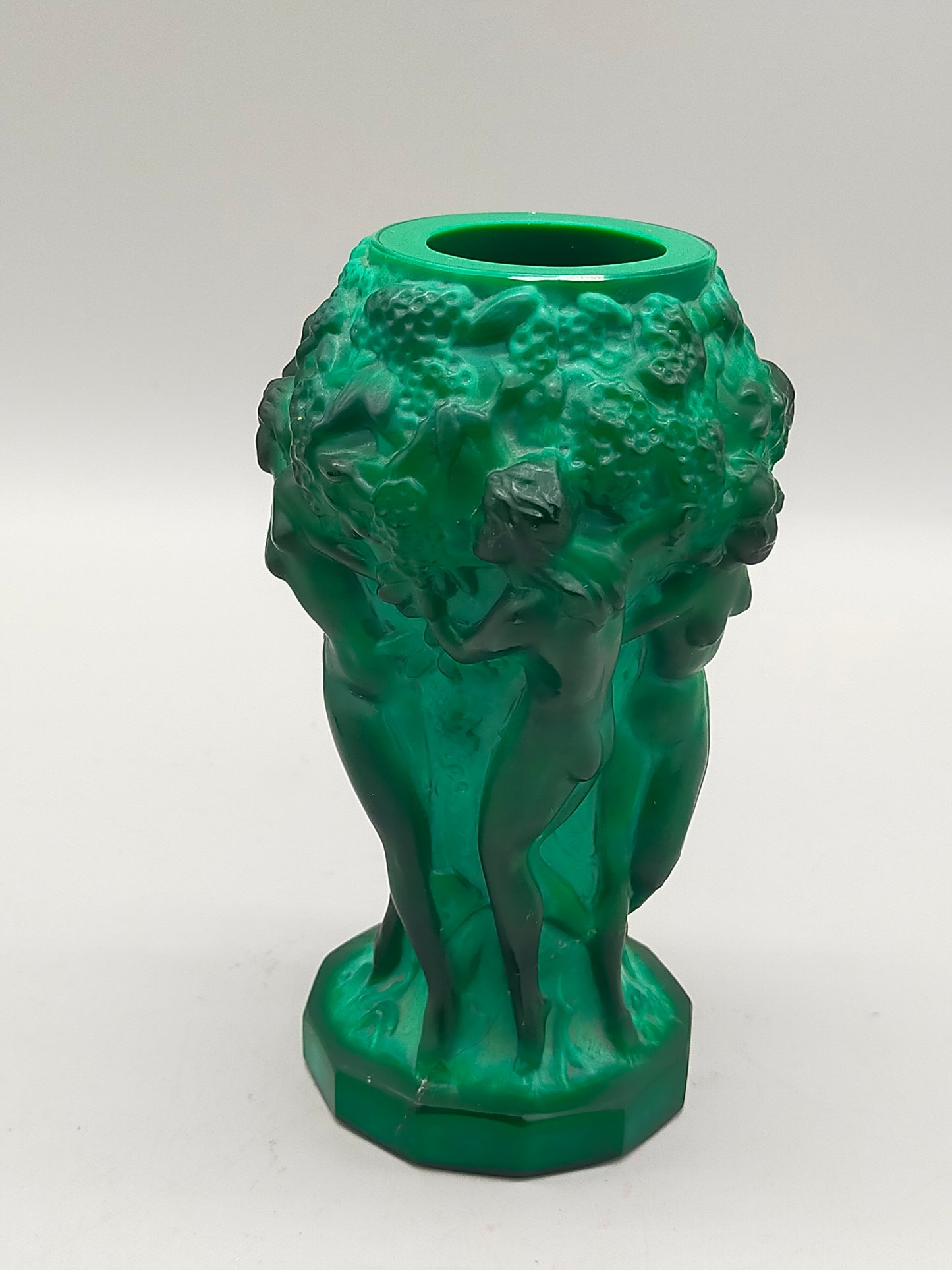 Art Deco Malachit Glas Vase Tanzende Akte Stil