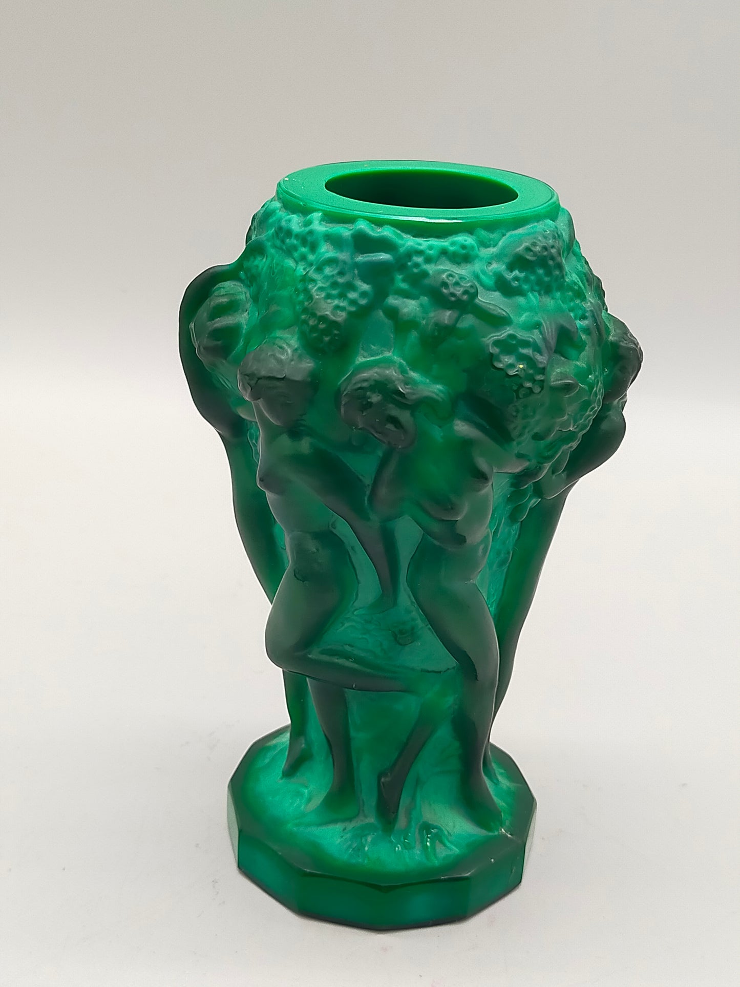 Art Deco Malachit Glas Vase Tanzende Akte Stil