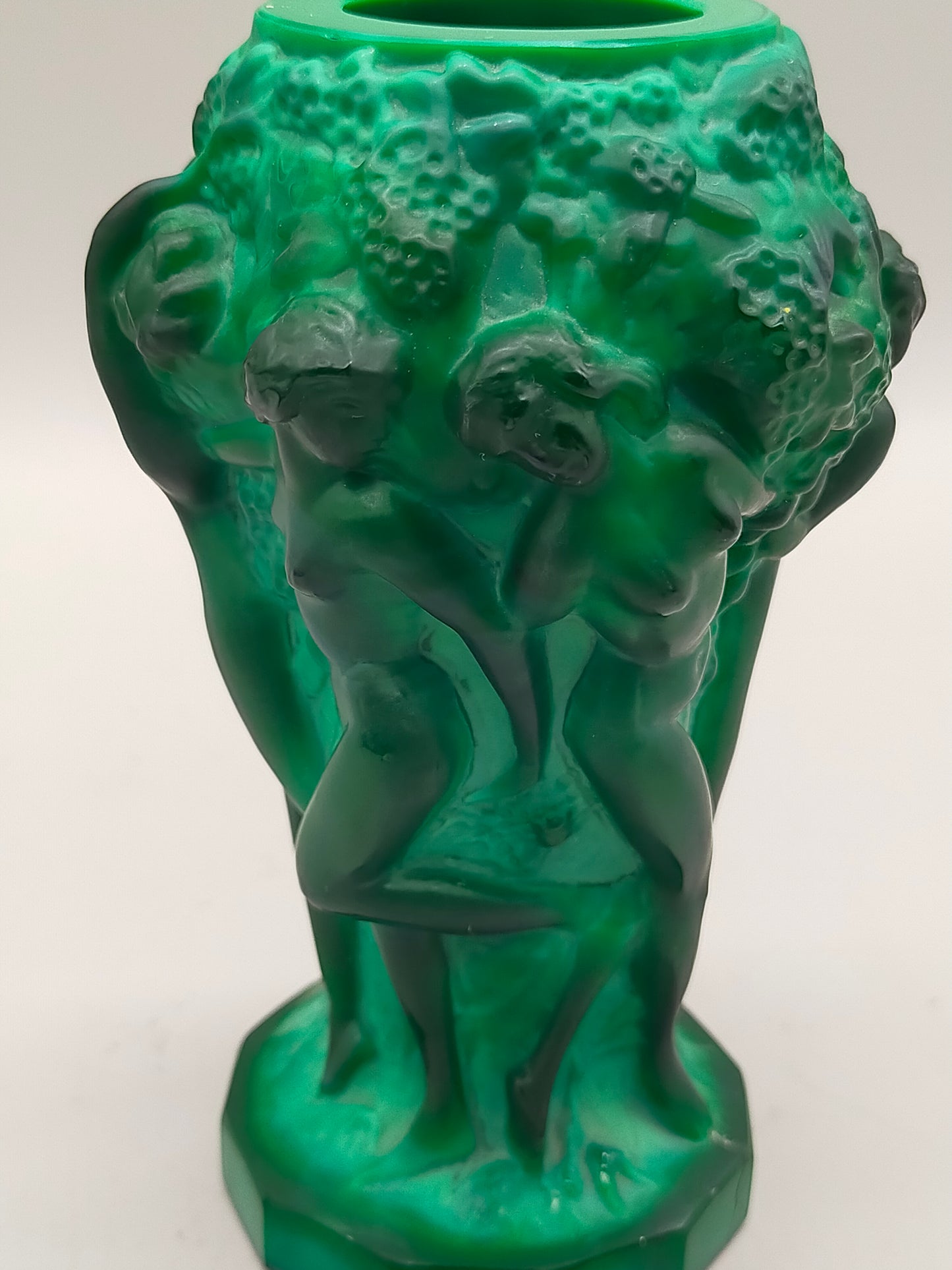 Art Deco Malachit Glas Vase Tanzende Akte Stil