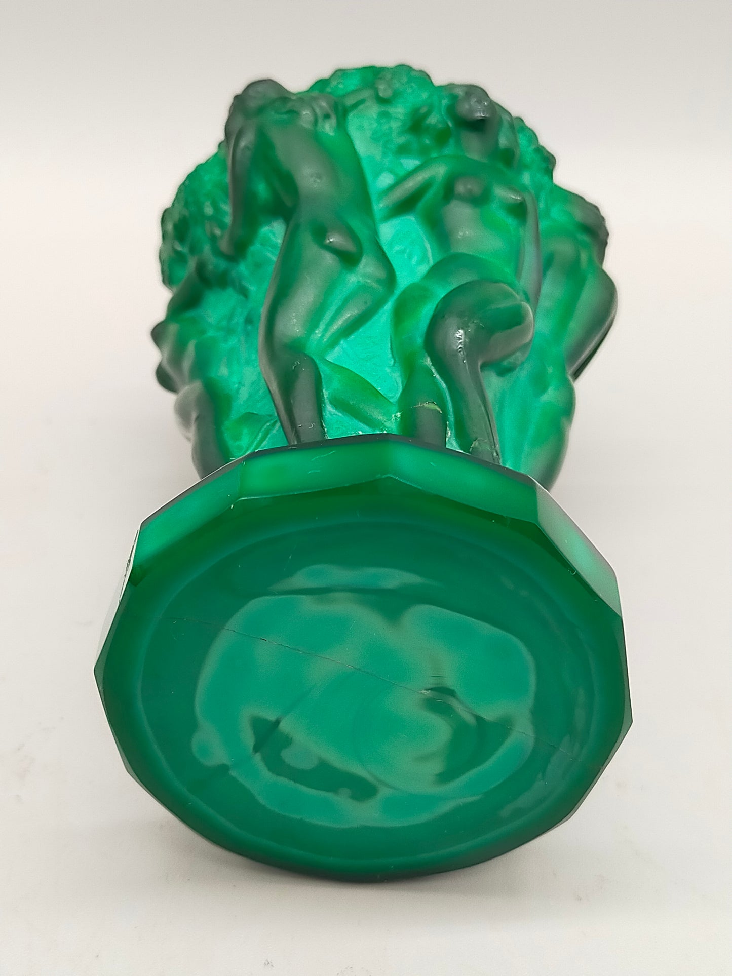 Art Deco Malachit Glas Vase Tanzende Akte Stil