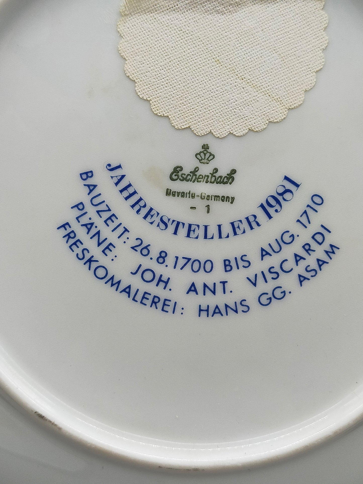 Eschenbach Porzellan Wandteller 1981 Wallfahrtskirche Maria Hilf