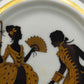 Elegantes Silhouette Porzellanbild Rokoko Paar mit Goldrand