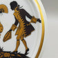 Elegantes Silhouette Porzellanbild Rokoko Paar mit Goldrand