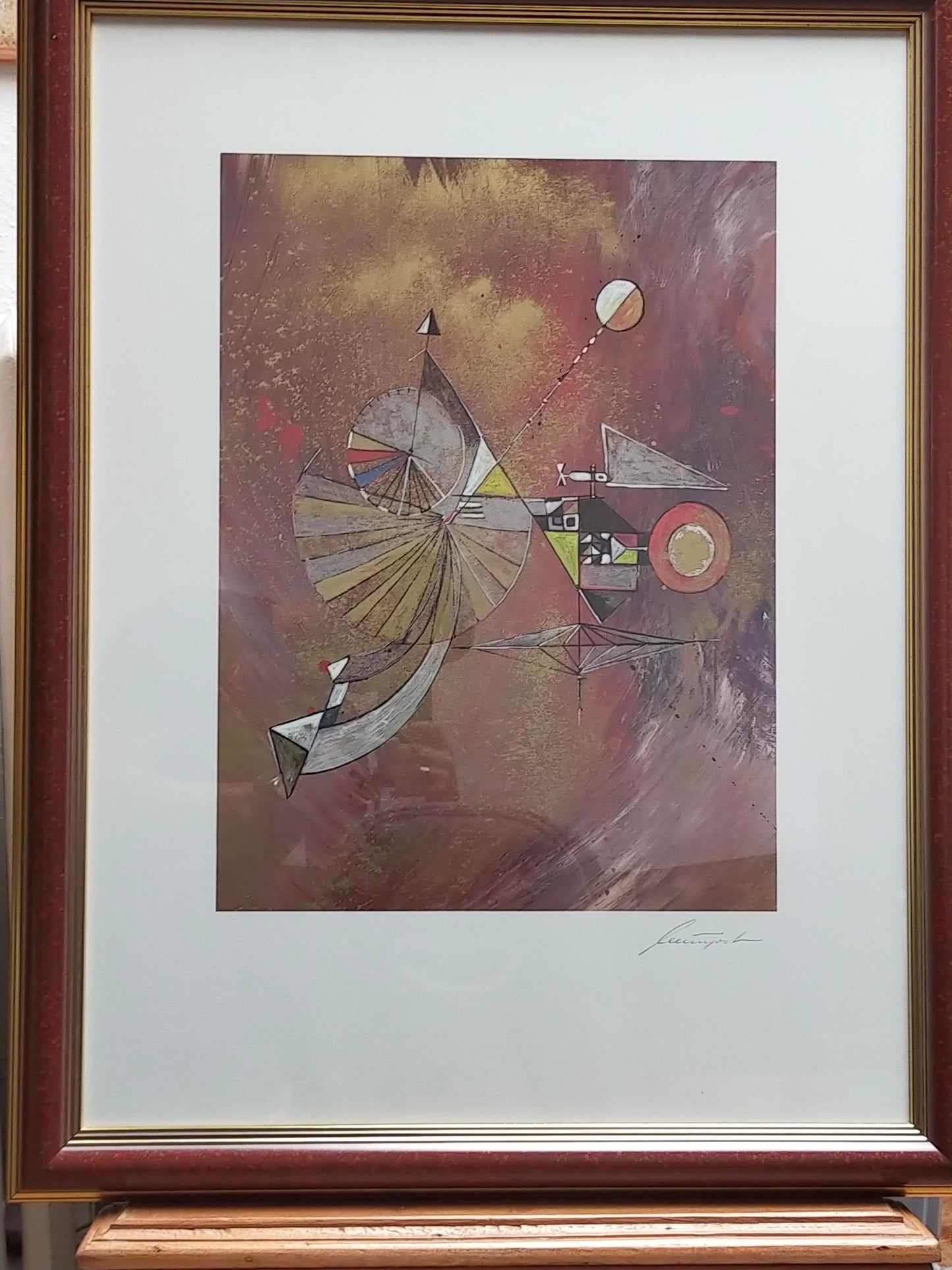 Abstraktes Geometrisches Gemälde Modernes Kunstwerk Signiert