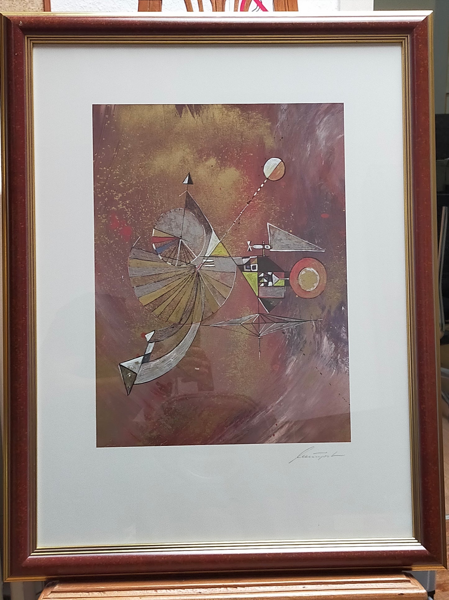 Abstraktes Geometrisches Gemälde Modernes Kunstwerk Signiert