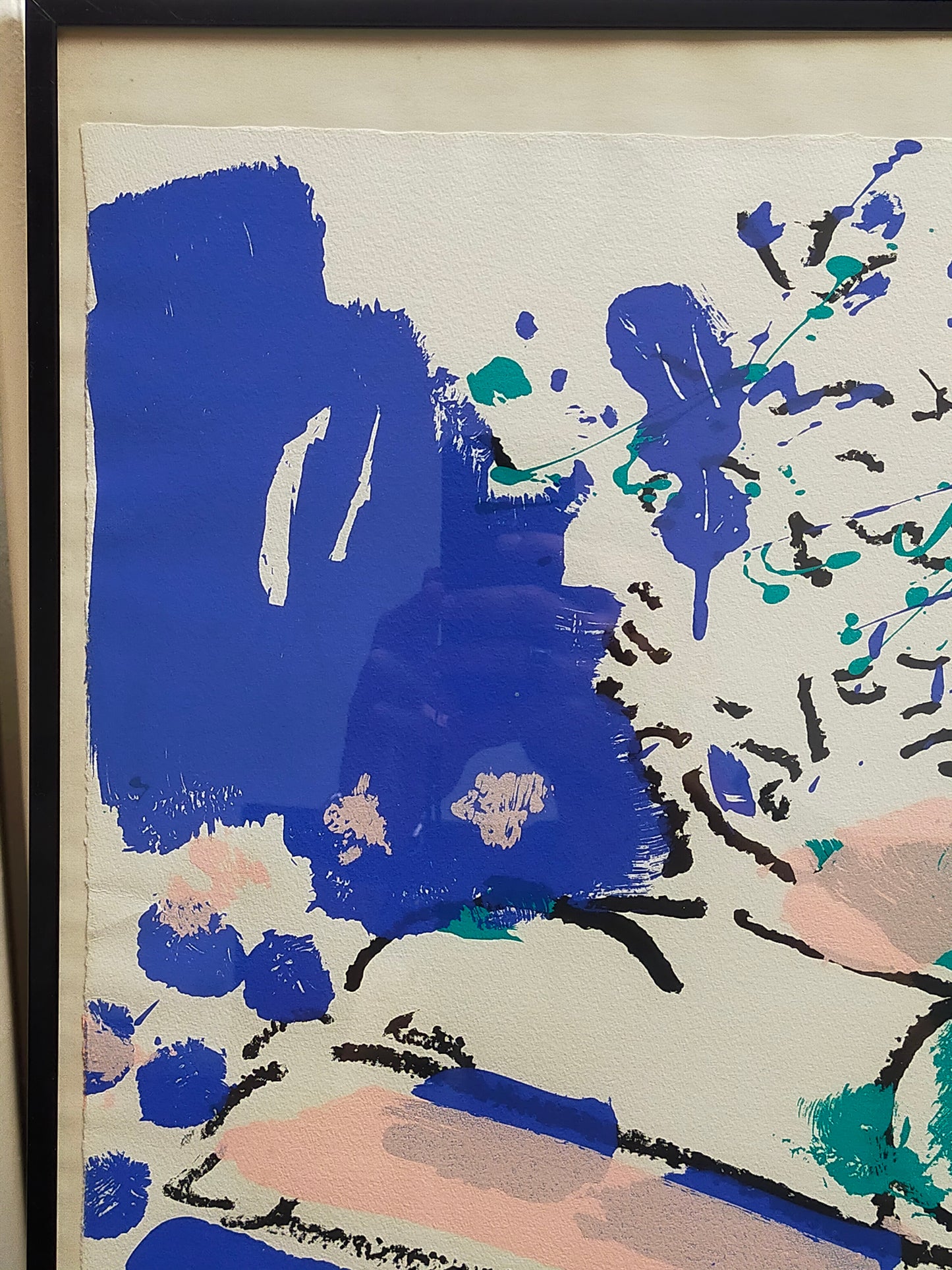 Moderne Schule (XX) Abstrakter Geiger in Blau und Türkis