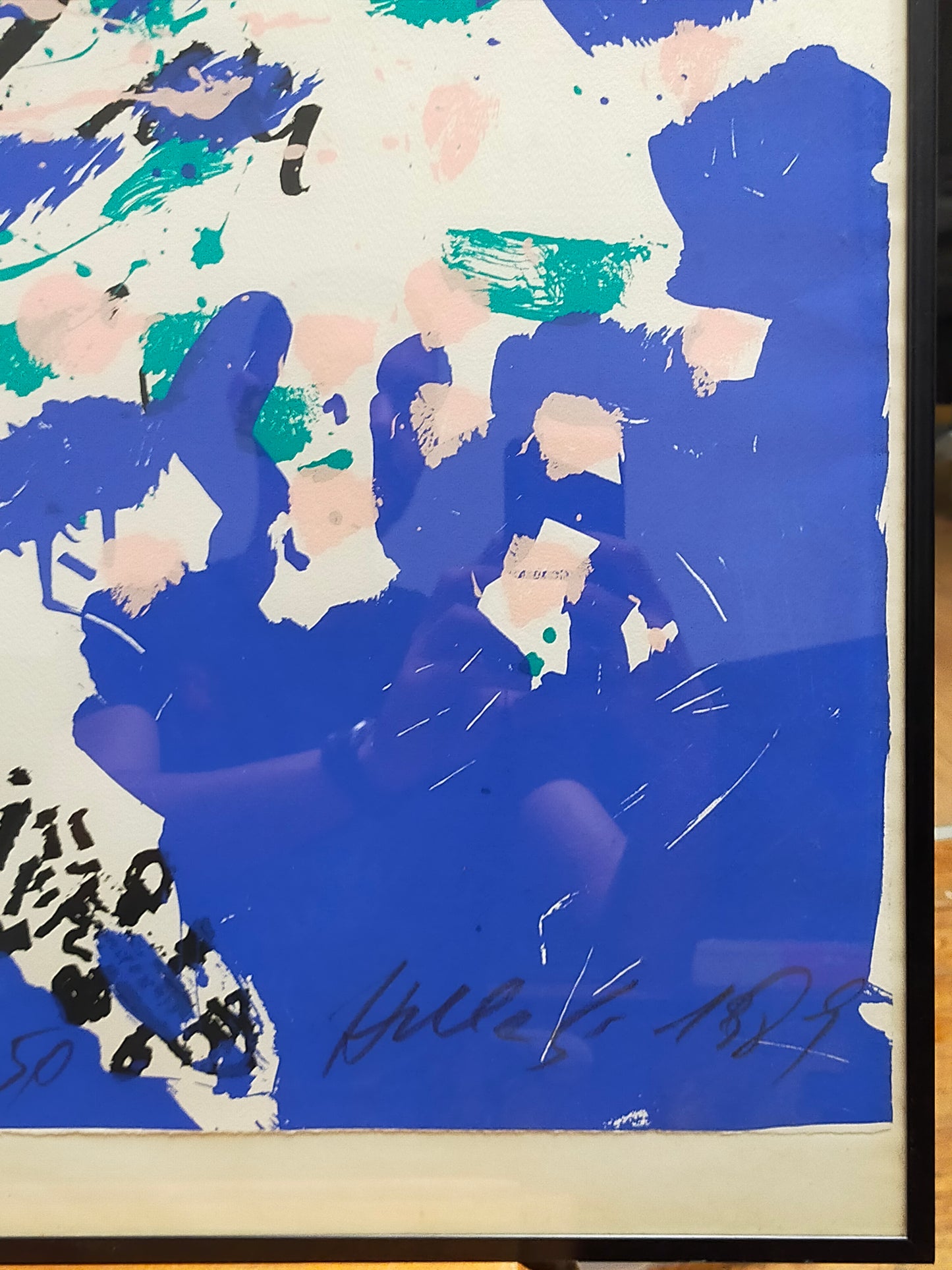 Moderne Schule (XX) Abstrakter Geiger in Blau und Türkis