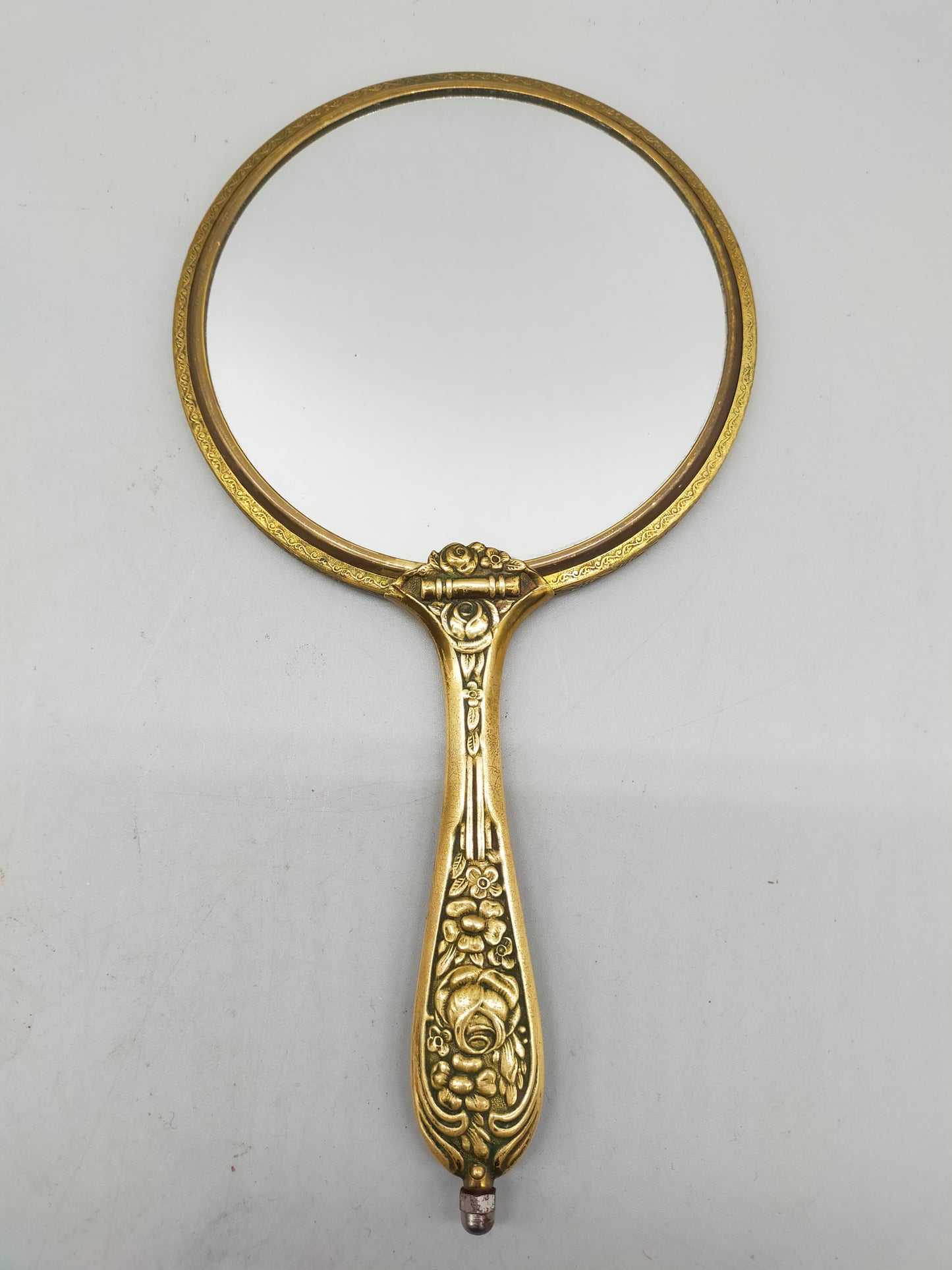 Vintage Handspiegel Edles Rosen-Design in Goldoptik