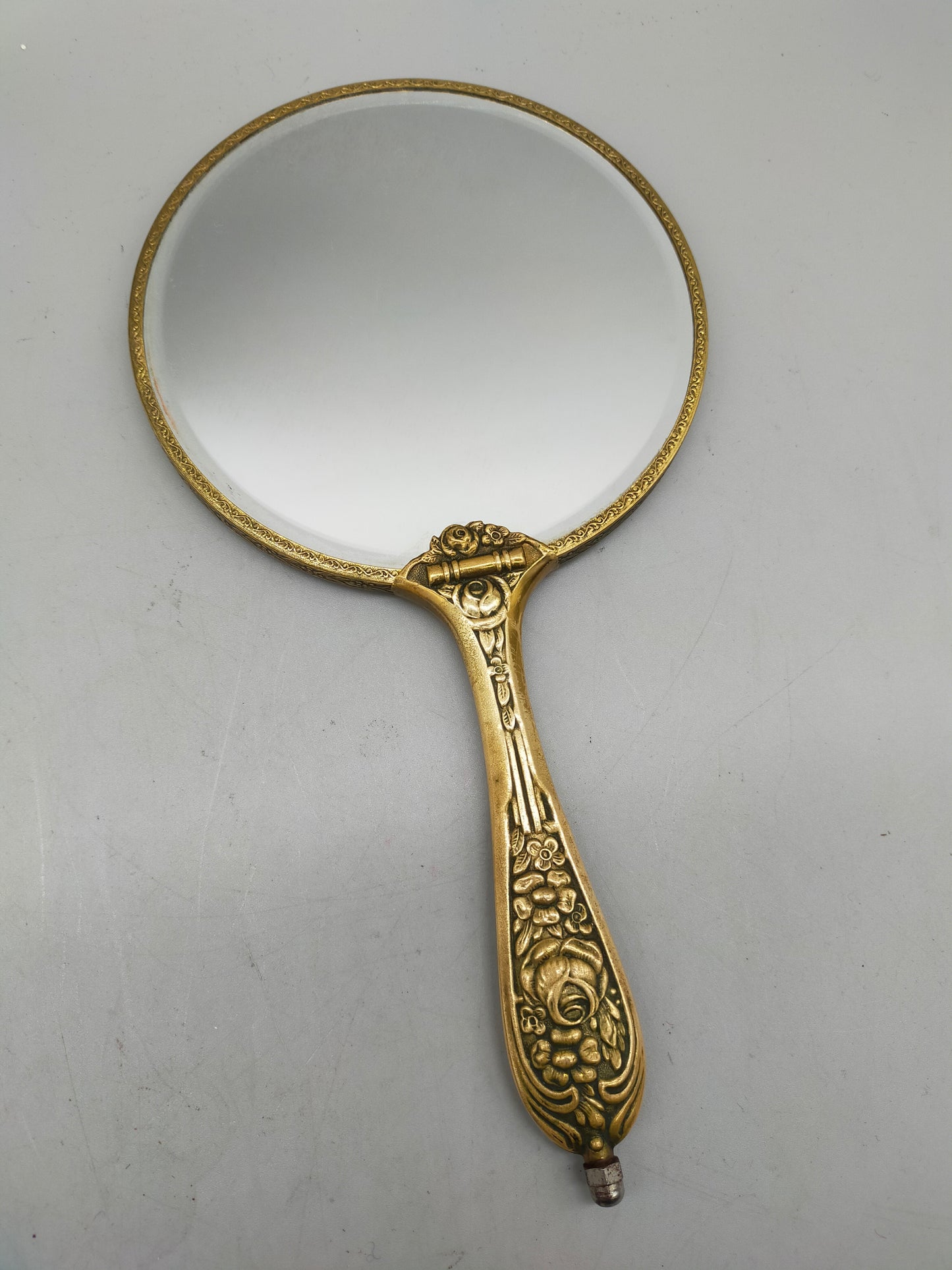 Vintage Handspiegel Edles Rosen-Design in Goldoptik