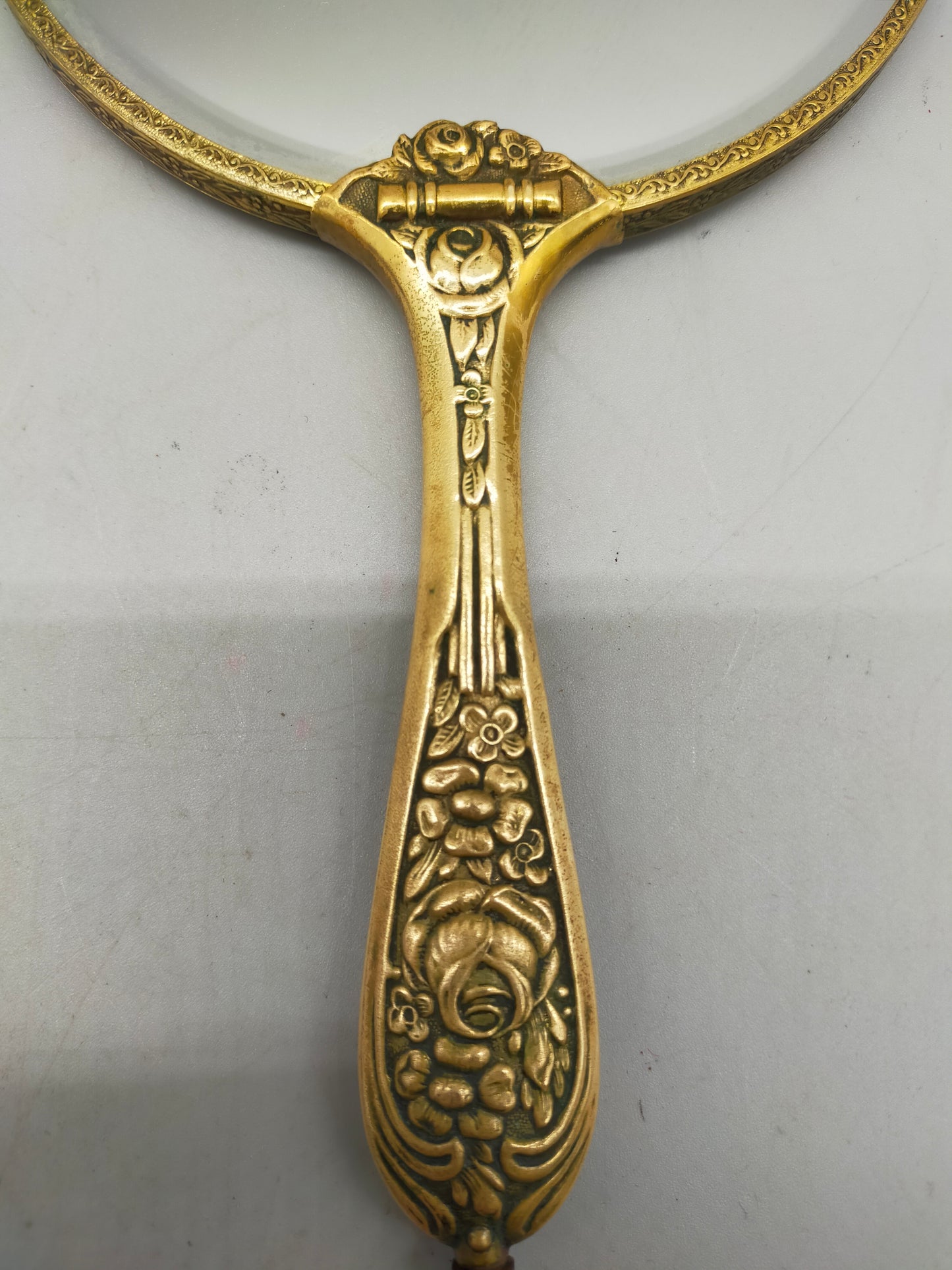 Vintage Handspiegel Edles Rosen-Design in Goldoptik