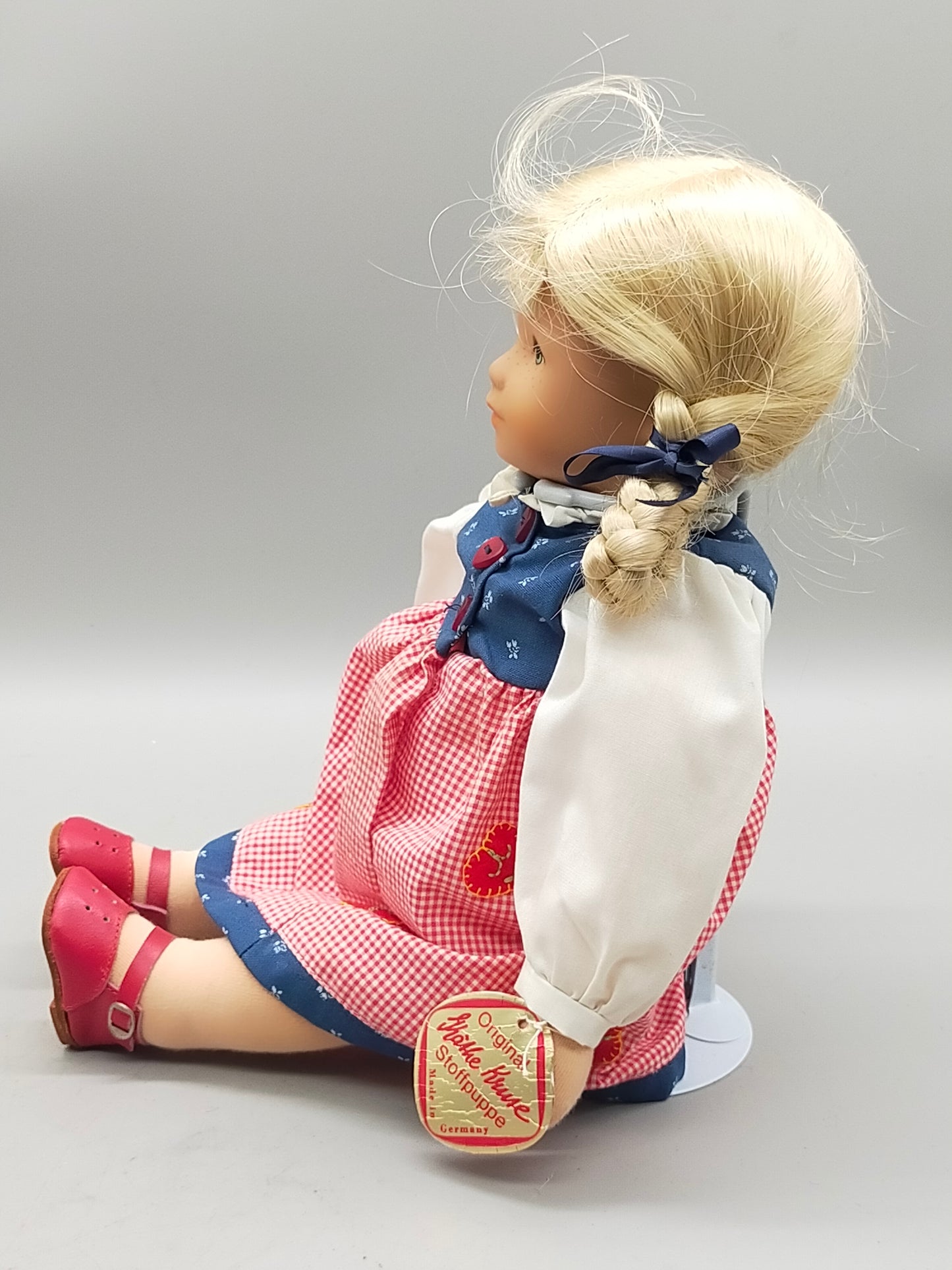 Original Käthe Kruse Stoffpuppe Blonde Zöpfe im Kleid