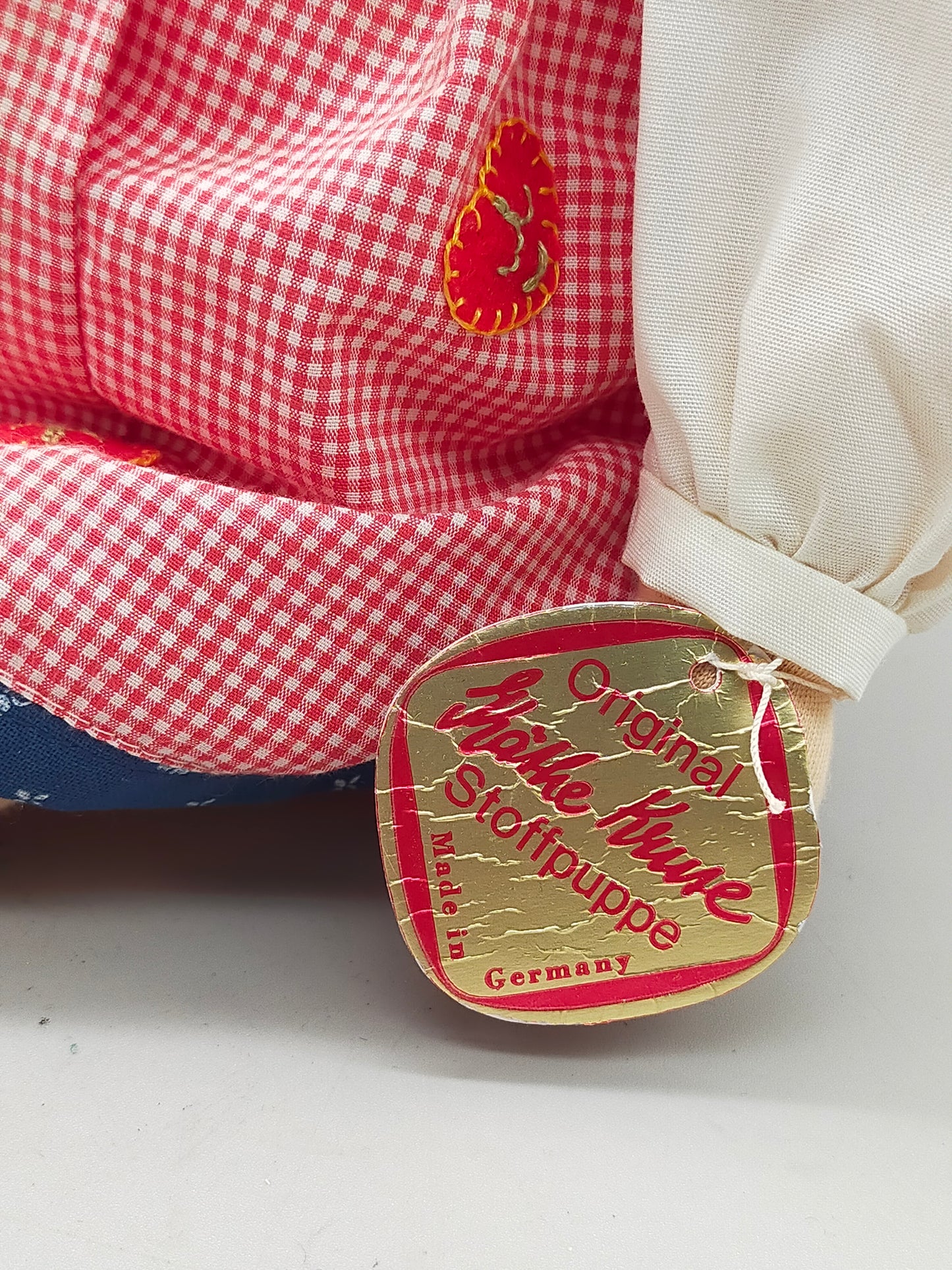 Original Käthe Kruse Stoffpuppe Blonde Zöpfe im Kleid