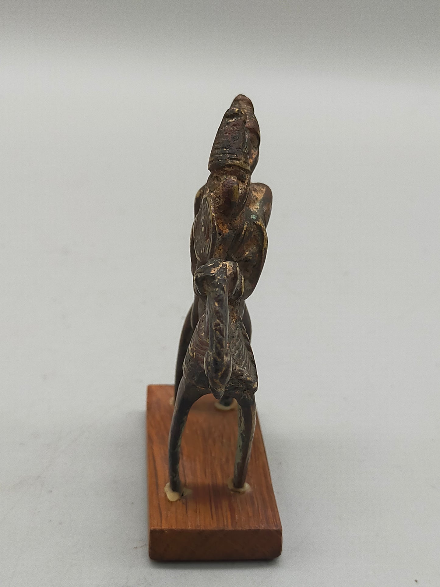Antike Afrikanische Bronze Figur Reiter auf Pferd mit Schild