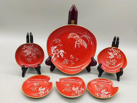 C.T. Hutschenreuther Arzberg Porzellan Set Roter Kranich & Goldrand
