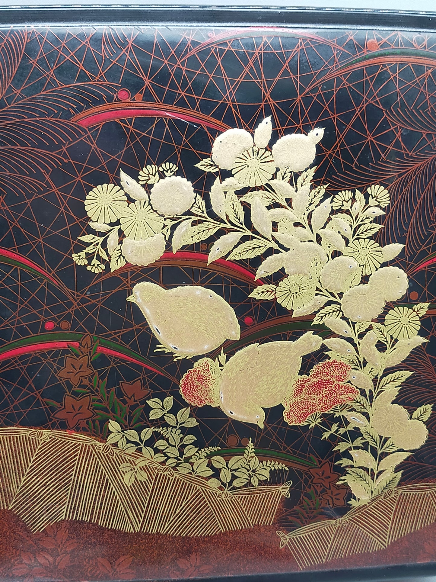 Traditionelle japanische Lackbox Kunstvolle Urushi Box mit Vögeln