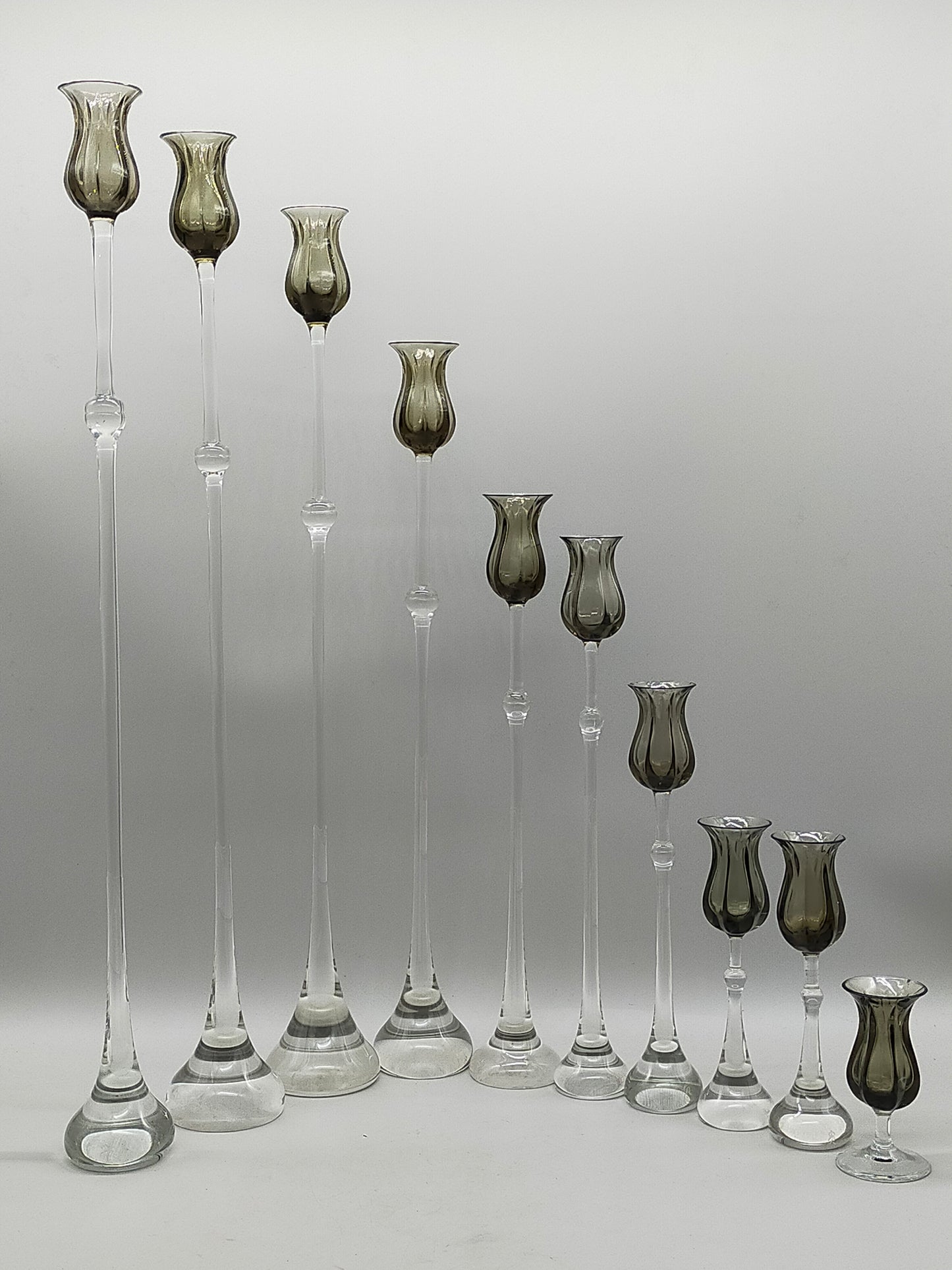 9tlg. Rosenthal Tulipa Glas Kerzenständer Set Bjørn Wiinblad Design