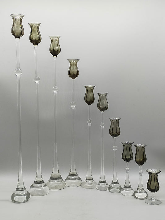 9tlg. Rosenthal Tulipa Glas Kerzenständer Set Bjørn Wiinblad Design