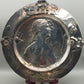 Jugendstil Wandteller Versilbert Profil einer Frau mit Mohnblumen